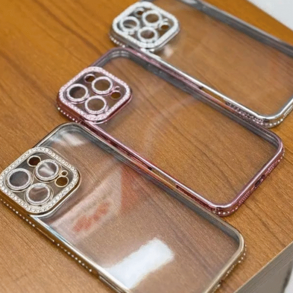 Luxury Stone With Glitter Camera Lens Protection Case – For iPhone