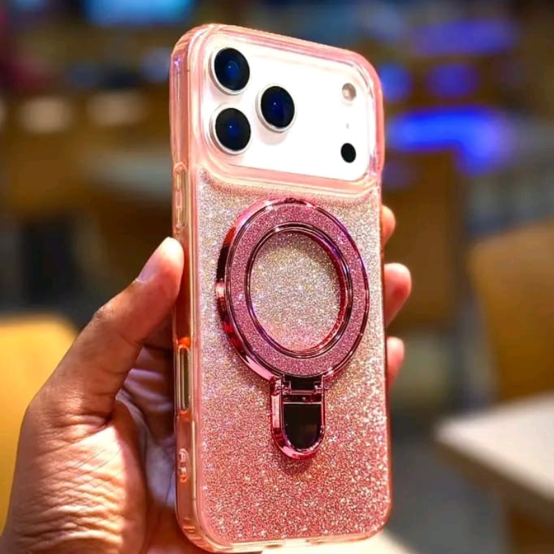 Hold Stronger Golden Glitter Ring Case – For iPhone