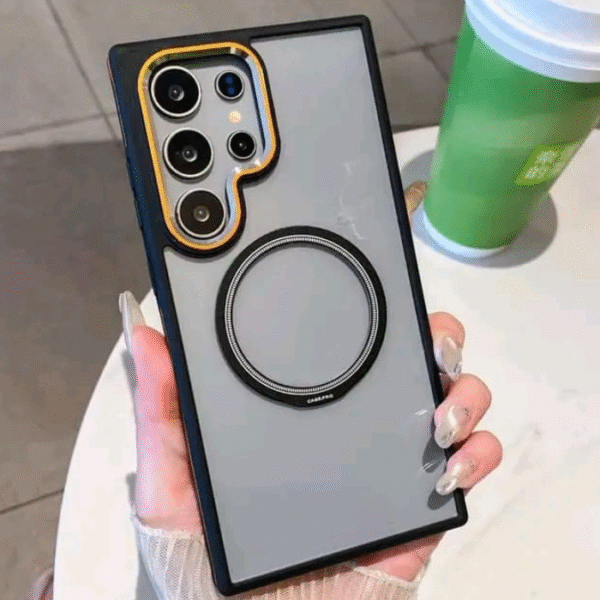 premium bumper case with magsafe anti yellow transparent